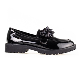 Mocasines de mujer Shelovet lacados con cristales negros