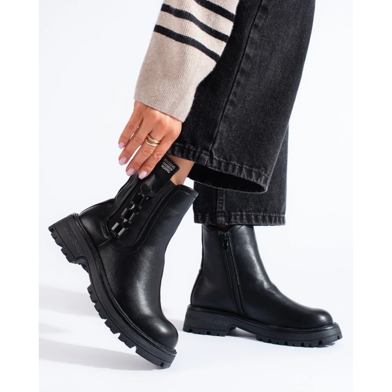 Botas Chelsea de mujer negras con suela negra negro