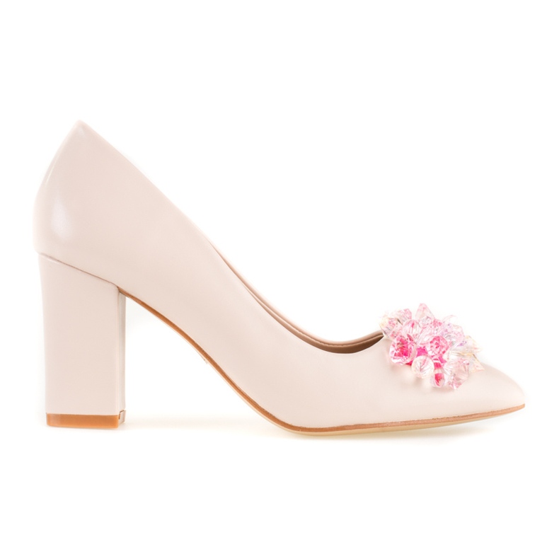 Zapatos de salón de mujer beige con adornos Shelovet