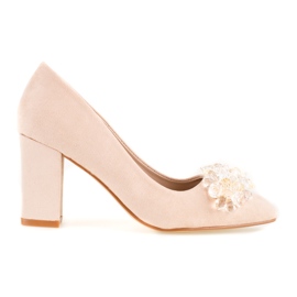 SHELOVET Salones de mujer en ante con adornos beige