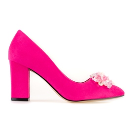 SHELOVET Salones de mujer en ante con adornos rosado