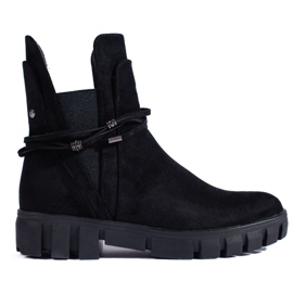 Botines Chelsea de mujer negros con plataforma Vinceza fabricados en ante ecológico Botines Chelsea de mujer negros con plataforma Vinceza fabricados en ante ecológico