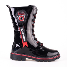 Botas de niña con parte superior Shelovet alta negro Botas de niña con parte superior Shelovet alta negro