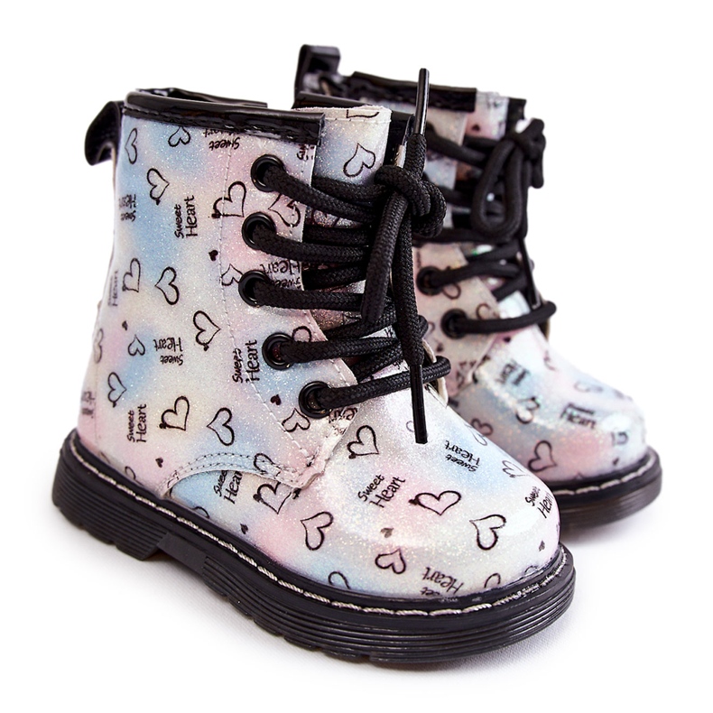 Botas Infantiles Glitter Con Estampado Reggie Multicolor plata Botas Infantiles Glitter Con Estampado Reggie Multicolor plata