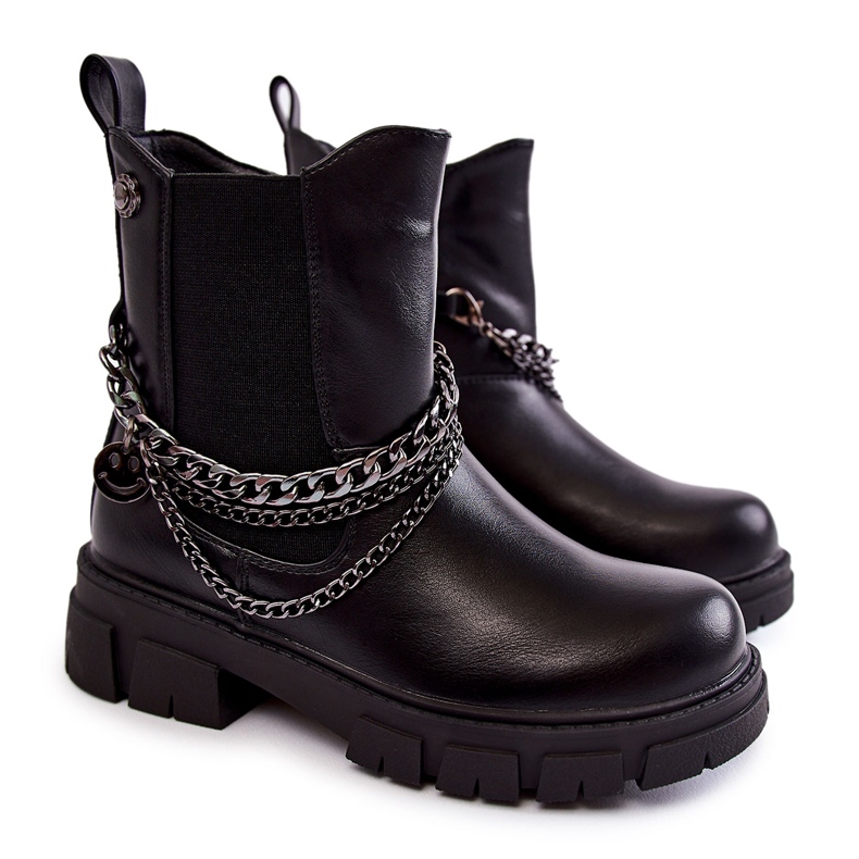 Vinceza Botas Infantiles De Piel Con Aislamiento Negro Lise