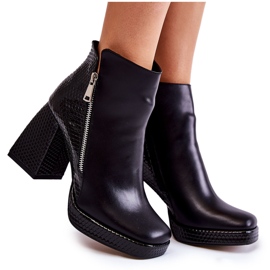 Botas De Piel Tacón Alto Motivo Geométrico Negro Alienore