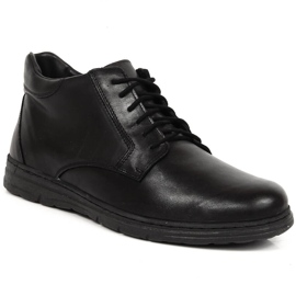 Zapatos cómodos de cuero para hombre negro Łukbut 1816