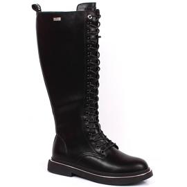 Botas de piel para mujer con aislamiento negro Goe KK2N4046