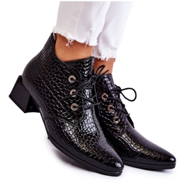 Vinceza Botas De Mujer Con Estampado De Cocodrilo Negro Farrah