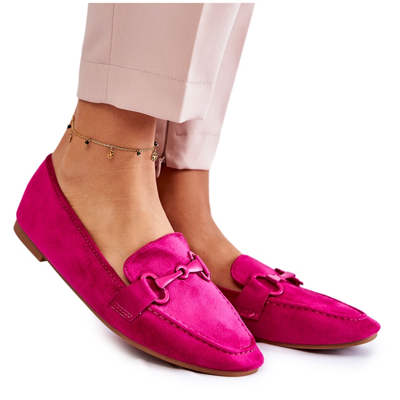 Mocasines De Ante Con Adorno Santi Fucsia rosado