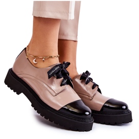 Zapatos Lacados con Cordones Laura Messi 2441 Beige marrón