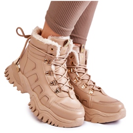 PE1 Botas Calientes De Mujer En La Plataforma Beige Ofelia marrón