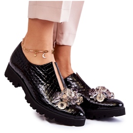 Zapatos Elegantes Lacados Con Adorno Cocodrilo Negro Cindy Zapatos Elegantes Lacados Con Adorno Cocodrilo Negro Cindy