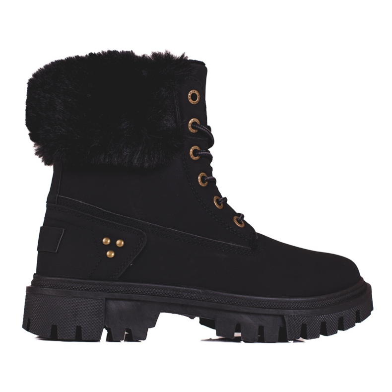 Botas de mujer negras con pelo. negro