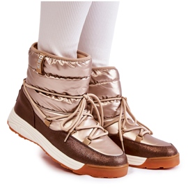 Botas de nieve mujer Memory Foam Big Star KK274276 Oro-Marrón