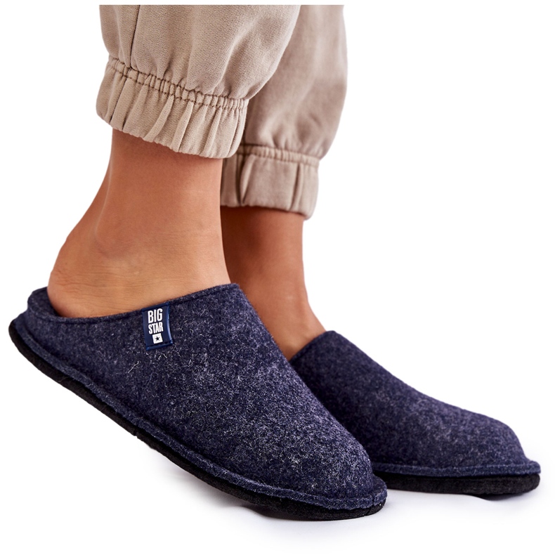 Pantuflas Mujer Classic Felt Big Star KK276013 Azul Marino