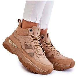 Zapatillas Deportivas Altas Mujer Sistema Memory Foam Big Star KK274355 Beige