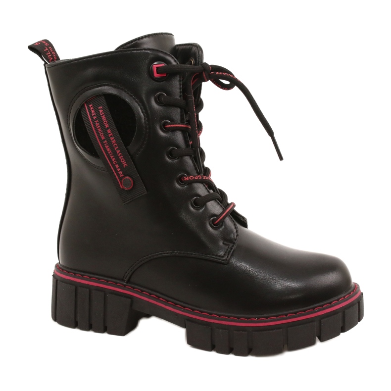 Evento Botas para mujeres para la señorita Evalo 22DO23-5244 Zip negro y rojo Evento Botas para mujeres para la señorita Evalo 22DO23-5244 Zip negro y rojo