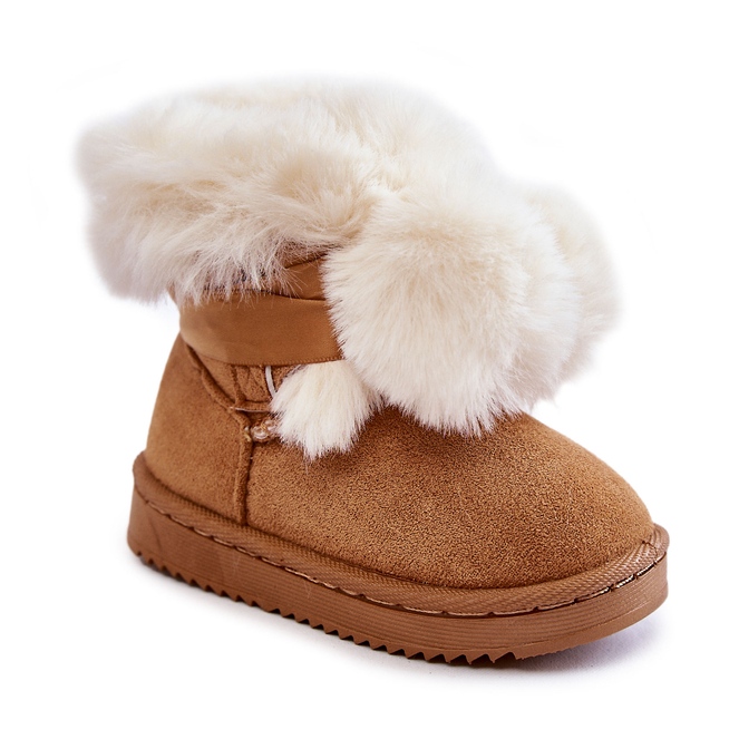 Botas Nieve Infantiles Cálidas Juveniles Marrón-Blanco Roofy