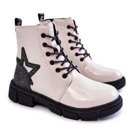 PE1 Botas Infantiles Lacadas Con Cremallera Blanco Yukko