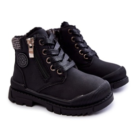 PE1 Botas con aislamiento de pelo para niños Black Hopper Trappers rosa
