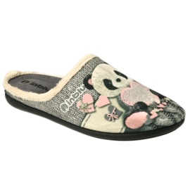 Pantuflas de mujer Inblu 155D209 gris con osito