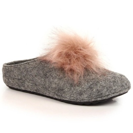 Pantuflas cómodas de fieltro con pompón Panto Fino INT1767B gris