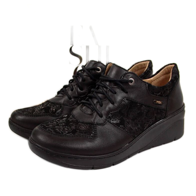 Cómodos zapatos de piel Helios W H347 negro