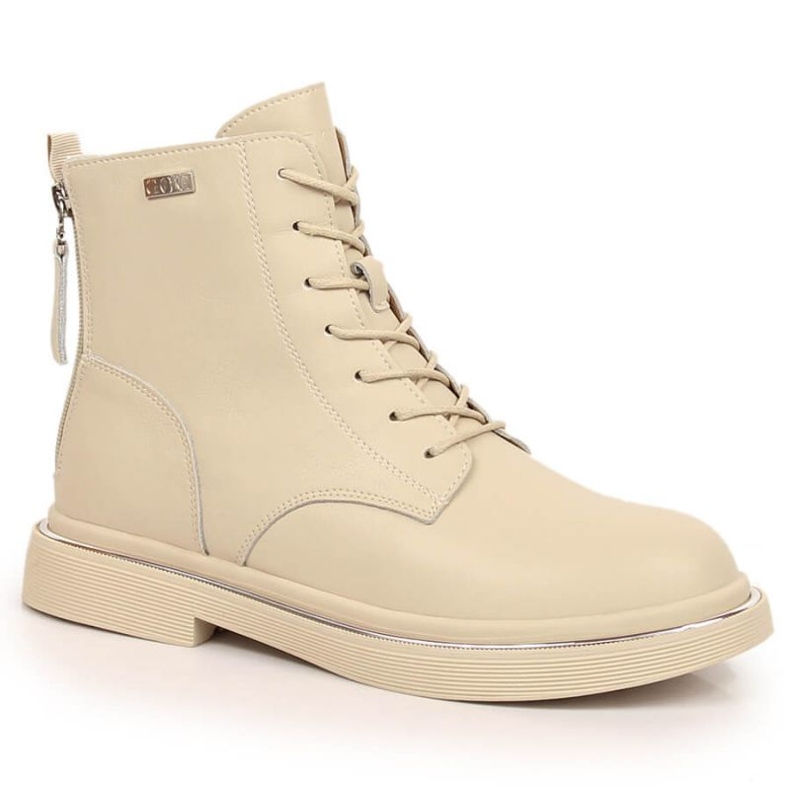 Botas de piel con cordones y cremallera aislante Goe W INT1592A beige Botas de piel con cordones y cremallera aislante Goe W INT1592A beige