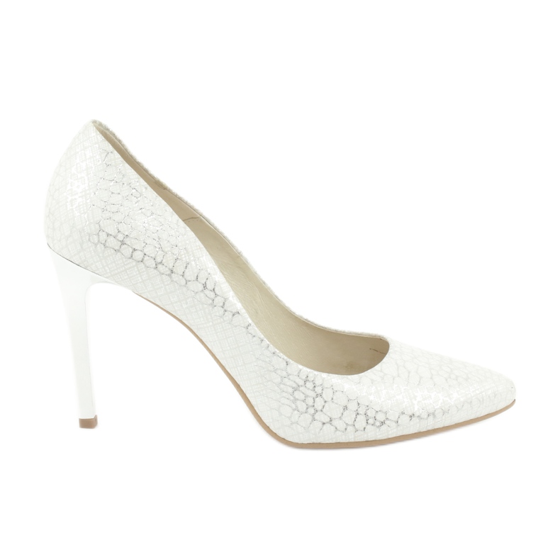 Bombas en el espinto C-456/67 White con patrones metálicos blanco