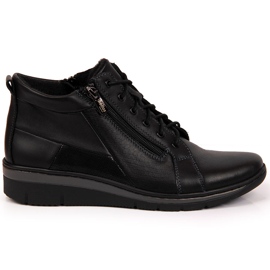 Botas de mujer en piel con cuña negro Helios 567