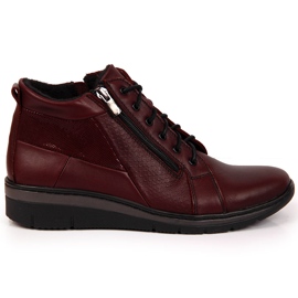 Botas de mujer de cuero con tacón de cuña Helios 567 rojo
