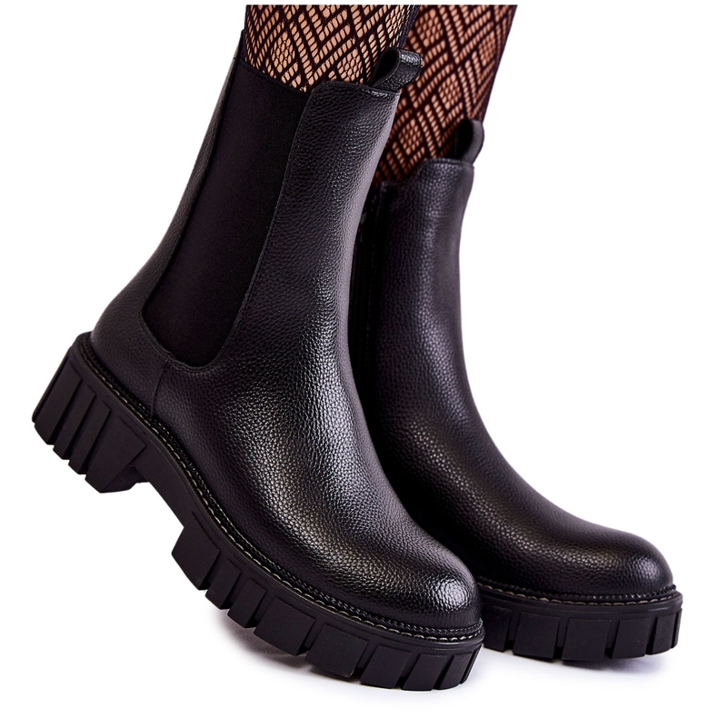 Sergio Leone Botas De Mujer De Cuero En La Plataforma De Bente Negro