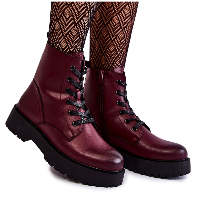 Sergio Leone Botas de Mujer Con Plataforma Burdeos Randi rojo