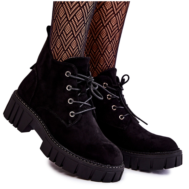 Sergio Leone Botas cálidas de ante con cordones Negro Bjorg