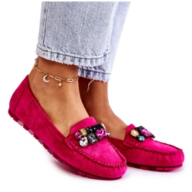 PS1 Mocasines de mujer en ante con adornos Janetta Fucsia rosado