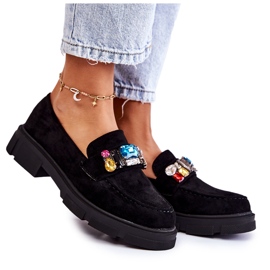PS1 Mocasines De Mujer En Ante Con Adorno Negro Karlott