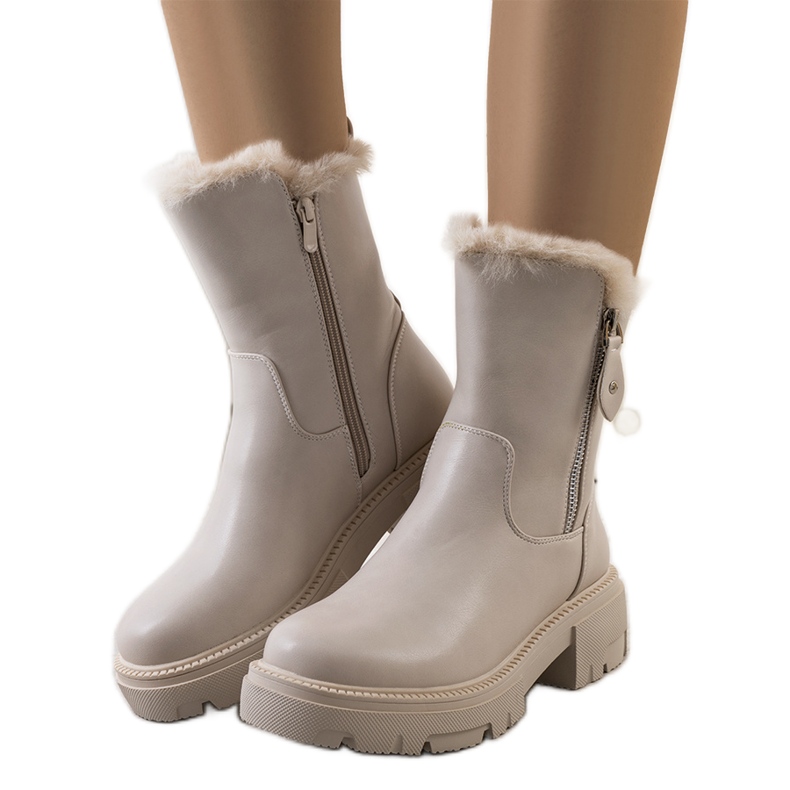 Botas de nieve beige con pelo Degli