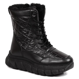 Botas altas de nieve para mujer con pelo negro Vinceza