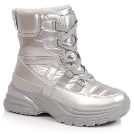 Botas de nieve mujer con cordones plata metalizada Potocki