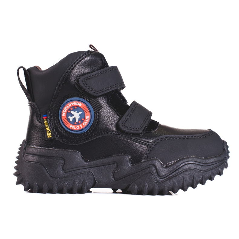 Botas altas para niño con velcro negro