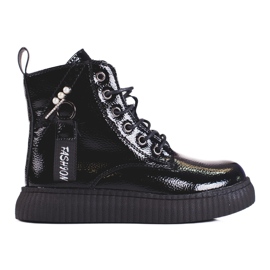 Botas de niña de charol en la plataforma Shelovet negro