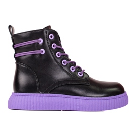 Botas negras de niña sobre plataforma Shelovet violeta negro púrpura