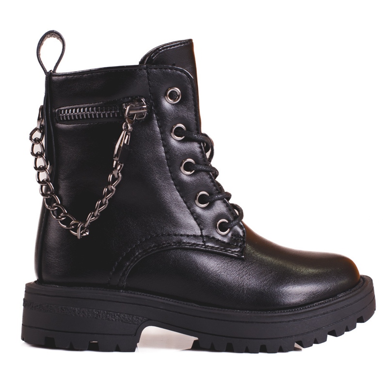 Botas negras de niña con cadena negro