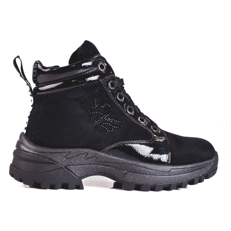 Botas negras de niña con suela gruesa negro