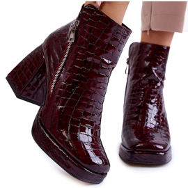 PA2 Botines Piel Estampado Cocodrilo Burdeos Alienore rojo PA2 Botines Piel Estampado Cocodrilo Burdeos Alienore rojo