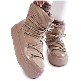 PM1 Botas De Nieve Con Cordones De Mujer Beige Carrios