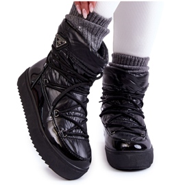 Botas de nieve con cordones de moda para mujer en negro Carrios