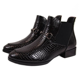 Botín Chelsea lacado Filippo W PAW269 negro