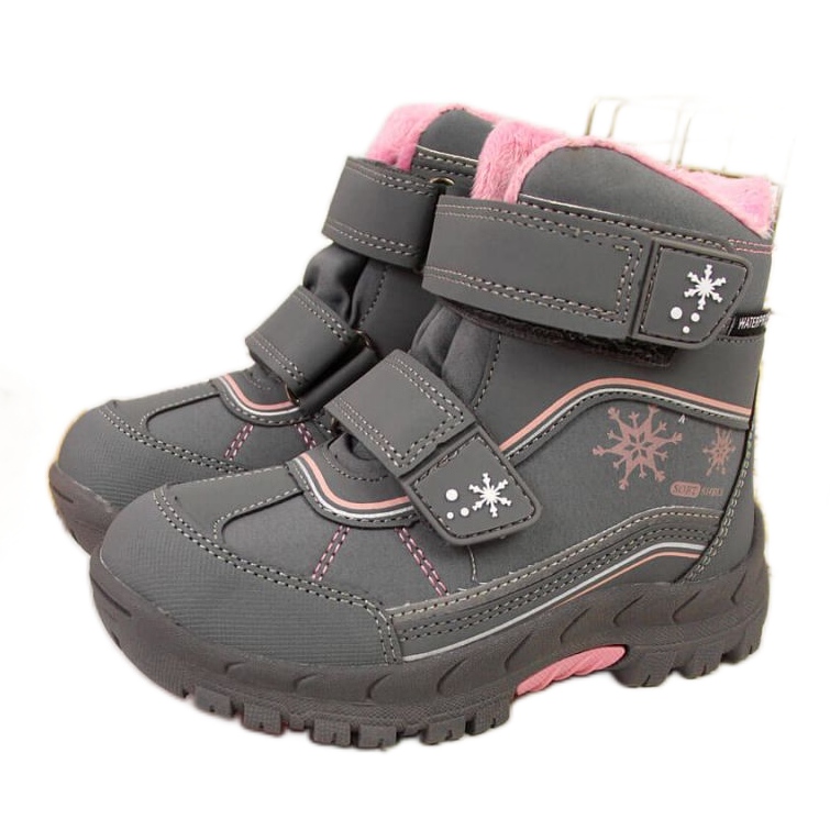 Botas de nieve impermeables Velcro American Club Jr AM852B gris